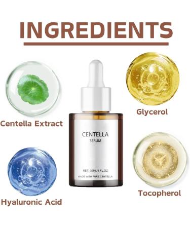 Centella Asiatica Hydrating Serum - Centella Face Serum with Hyaluronic Acid - Anti-Ageing & Anti-Wrinkles Face Serum for Women - Hyaluronic Acid Serum for Face - Calming & Soothing Serum Face - Buy Online on GoSupps.com
