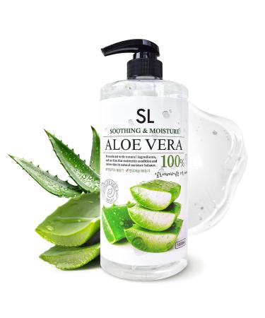 CUTIE MANGO Aloe Vera Soothing Gel 1000ml (35.27oz) | Quick Hydration & Moisturizing | Natural Aloe Vera | Face Hair Body After Shave Korean Daily Skincare All Skin Types Family Size (Made in Korea)