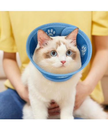 Lollanda Adjustable Hinkenrause Cat Collar - Foldable Protective Elizabethan Collar for Post-Surgery Recovery - Soft Restoring Collar for Cats - Medium Blue - Buy Online on GoSupps.com