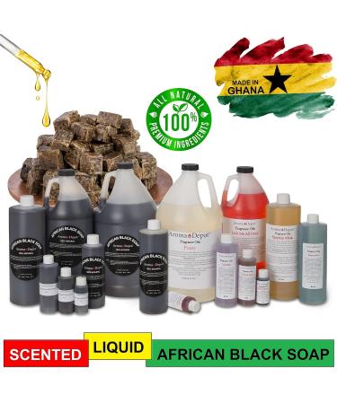 Aroma Depot Raw African Liquid Black Soap - 100% Natural for Acne, Eczema, Psoriasis - Handmade from Ghana - Gallon Size - Buy Online on GoSupps.com