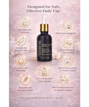 Retinol + Supreme Serum 2.5% Vitamin C 20% Hyaluronic Acid 5% Niacinamide 3.5% Anti-Aging Skin Repair Supercharged Face Serum - Buy Online on GoSupps.com