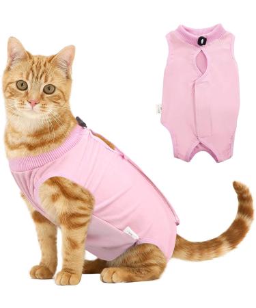 Voarge recovery suit cat cat body after op anti-trimming prevent licking after the operation wear weaning and keep warm recovery cloth suit for cats dogs (l pink) l pink