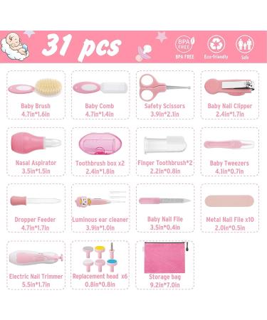 Baby Healthcare and Grooming Kit  31 in 1 Baby Electric Nail Trimmer Set  Nursery Care Kit  Newborn Health Care Clean Set for Infant Toddlers Baby Boys Girls Kids Baby Haircut Tools  Baby Shower Gifts Pink - Buy Online on GoSupps.com