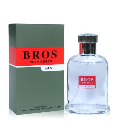Bros Deep Green Sensual Woody Fragrance for Men | Long Lasting Cologne Aromatic Scent Eau de Parfum Natural Spray - Great Holiday Gift 3.4 Fl Oz/100 Ml