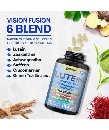 Lutein Supplement with Zeaxanthin Ashwagandha Saffron Green Tea Extract Glucomannan Eye Vitamins for Adults Vision Health Supplement Plant-Based Formula for Daily Support (60 Caps) 60 Count (Pack of 1) - Buy Online on GoSupps.com