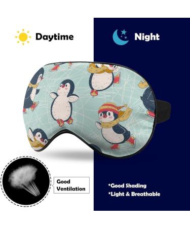 Penguins Winter Ice Skating Sleep Mask - Adjustable Strap Eye Cover for Sleeping, Blocks Light - Night Travel Nap Blindfold for Men and Women - Buy Online on GoSupps.com