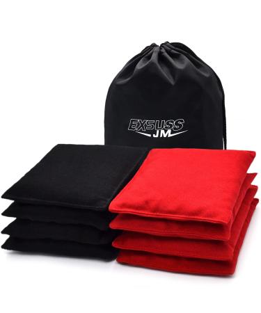 JMEXSUSS Weather Resistant Standard Cornhole Bags, Set of 8 Regulation Professional Corn Hole Bags for Tossing Game,Corn Hole Beans Bags with Tote Bag Black/Red