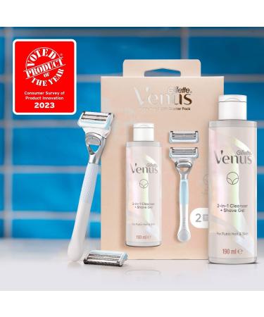 Gillette Venus Women's Razor Bundle for Pubic Hair - Includes 2 Blade Refills, 2-in-1 Shave Gel/Cleanser 190ml - PH Balanced for Skin Health - Buy Online on GoSupps.com