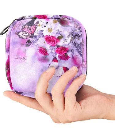 Floral Menstrual Cup & Sanitary Napkin Storage Bag - Roses & Butterfly Design | Portable Menstruation Pads Pouch for Girls & Women (Color 2) - Buy Online on GoSupps.com