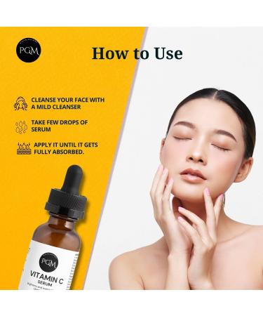 PGM Vitamin C Serum for Face Anti-Aging Brightening Hydrating Facial Serum with Hyaluronic Acid & Vitamin E Dark Spot Corrector 1 Fl Oz Pack of 2 - Buy Online on GoSupps.com
