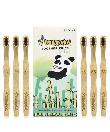 Bamboozled | Kids Bamboo Toothbrush | Child Size, Biodegradable Handle | BPA Free, Charcoal Infused Soft Bristles | Set of 6 | The Natural Way to Whitening Your Teeth 6-Pack Kid's Soft Bristles - Buy Online on GoSupps.com