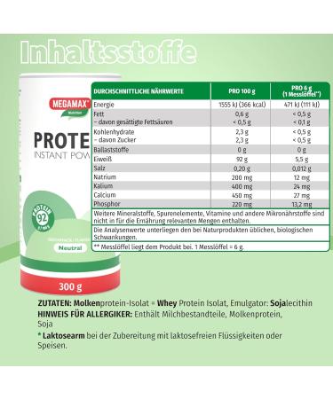  MEGAMAX Nutrition Megamax Nutrition - 5 x 300g - Isolated Instant Protein Powder Low in Lactose - Heat Resistant Protein Powder with 92% Lactose Protein Ideal for Shakes - Buy Online on GoSupps.com