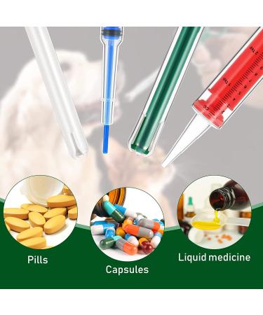 4-Piece Pet Pill Shooter Syringe Dispenser Set for Cats Dogs - Safe Reusable Medical Feeding Tool in Blue, Green, Red & White - Buy Online on GoSupps.com
