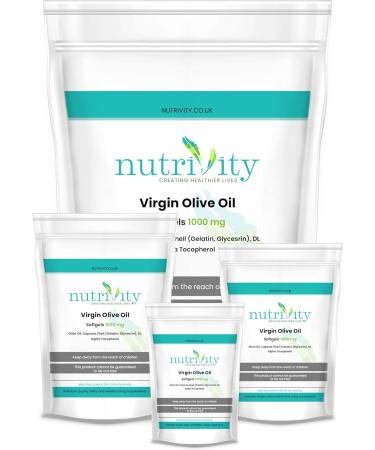 Nutrivity Virgin Olive Oil High Strength 1000mg Soft Gels Omega 3 6 | UK Manufactured to GMP Standards | Heart Health Supplement (365) - Buy Online on GoSupps.com