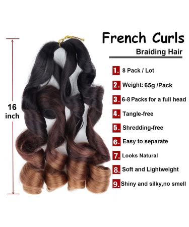 Hayalisha 16 French Curl Braiding Hair 8 Pack - Pre Stretched Bouncy Crochet Hair Extensions for Black Women - Yaki Texture - 75/Pack - 1B/33/30 - Buy Online on GoSupps.com