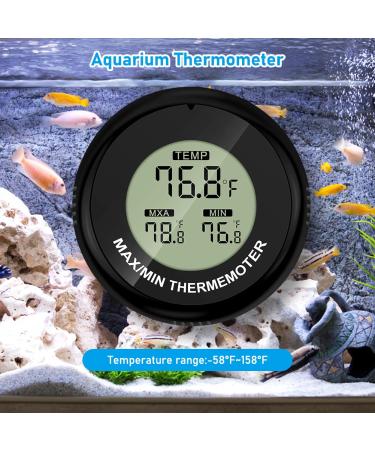 2-Pack Digital Aquarium Thermometer for Fish Tank - High Accuracy LCD Thermometer with Max/Min Temperature Record - Ideal for Fish, Axolotl, and Turtle Tanks - Buy Online on GoSupps.com