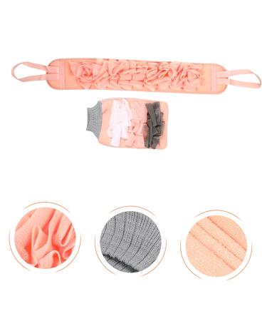 Hemoton 1 Set Bath Towel & Loofah Mitts - Pink Fiber Scrub Gloves & Body Puff - International Shipping Available - Buy Online on GoSupps.com