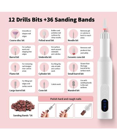 Portable Cordless Electric Nail Drill with Ceramic Bits and Sanding Bands - Rechargeable Manicure Set for Acrylic Nails - Grinder and Polisher for Salon Quality Results - Buy Online on GoSupps.com