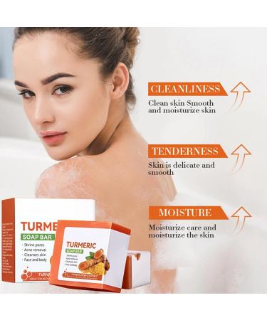 KOAHDE Turmeric Skin Brightening Soap Deep Cleaning Ginger Soaps Turmeric Soap Hyperpigmentation Organic Turmeric Soap Ginger Bath Soap Turmeric Handmade Soap Bar Cleansing Natural Handmade Soap - Buy Online on GoSupps.com