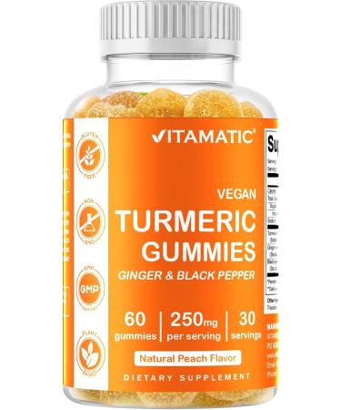Vitamatic Turmeric Gummies 2-Pack with Ginger & Black Pepper - 95% Curcuminoids - 60 Vegan Gummies - Buy Online on GoSupps.com