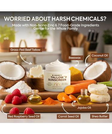 Beef Tallow Sunscreen with Clear Zinc: Non-Toxic SPF 30 Sunscreen for Face & Body Natural Sunblock with Nourishing Tallow & Botanical Extracts (2 Fl Oz (Pack of 1)) - Buy Online on GoSupps.com