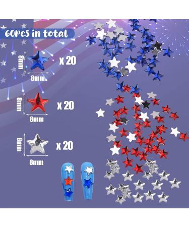 60PCS Red Blue White Star Nail Charms | 3D Nail Gems for DIY Patriotic Nails - Buy Online on GoSupps.com
