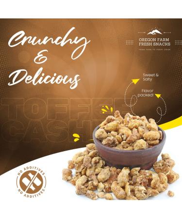 Oregon Farm Fresh Butter Toffee Cashews - 22oz Sweet and Crunchy Nut Snacks for School, Office, and Road Trips - Buy Online on GoSupps.com