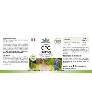 HERBADIREKT OPC 300mg Grape Seed Extract Vegan Capsules (120 Count) - Buy Online on GoSupps.com