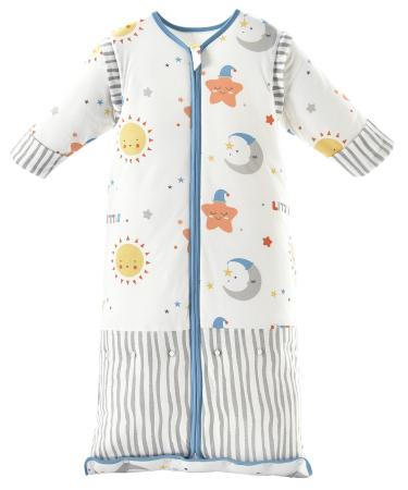 Chilsuessy Baby Sleeping Bag 3.5 Tog Winter Sleeping Sack Wearable Blanket for Kids Adjustable Length Removable Sleeves Toddler Sleeping Bag for Boys Girls Blue sky 150cm/6-9 Years