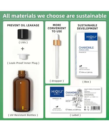 HIQILI Chamomile Essential Oil - 100% Pure Natural Oil for Skin, Hair, Diffuser, and Aromatherapy - 3.38 Fl Oz (100.00 ml) - Pack of 1 - Buy Online on GoSupps.com