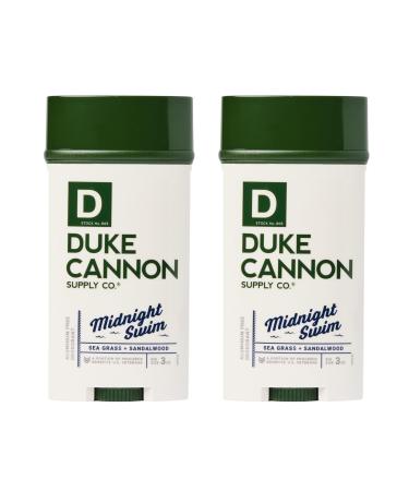 Duke Cannon Supply Co. Aluminum-Free Deodorant for Men 3 oz. Midnight Swim 2 Pack - Unique Masculine Scent Odor Control & Soothe Skin Sea Grass & Sandalwood 3 Ounce (Pack of 2)