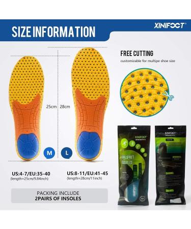 XINIFOOT Professional Plantar Fasciitis Shoe Insoles - 2 Pairs, High Elastic Cushioning Inserts for Foot Relief & Shock Absorption - Breathable Sports Feet Insoles for Women, Size M (US 4-7) - Buy Online on GoSupps.com