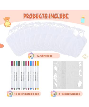 Buy Luchild Painting Bibs - Libben BabyArty Set with 12 Textile Pens & 4 Stencils | Perfect Baby Shower Gift - Buy Online on GoSupps.com