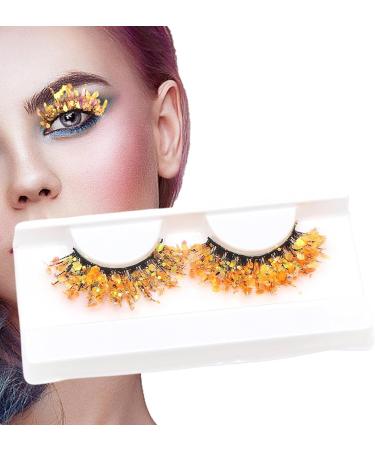 Glitter Lashes - Sparkly 3D Orange Lashes Shiny Dramatic Decorative Eye Strip Lashes | False Eyelashes flufy Wispy Curly Waterproof Sticker Eyelashes | Lashes for Holiday Eye Makeup Cosplay Q-05 - Buy Online on GoSupps.com