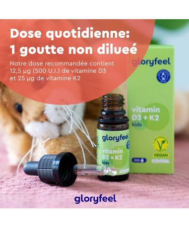 Vitamin D3+K2 Drops for Children from 4 Years 10 Months Supply Vitamin D 500 IU Liquid Form & 25 g Vitamin K No Additives Lab Tested 100% Natural - Buy Online on GoSupps.com