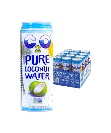 C2O Pure Coconut Water – Non GMO, Plant Based, Essential Electrolytes, No Added Sugar – 17.5 FL OZ (Pack of 12)