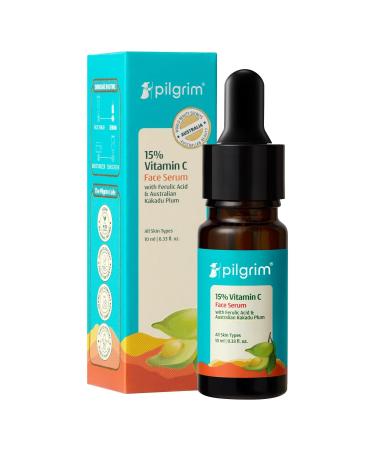 Pilgrim 15% Vitamin C Face Serum Anti Aging Facial Serum with 5% Niacinamide & Kakadu Plum | Reduces Fine Lines Smooths Skin Texture & Improves Radiance | 0.34 Fl Oz (10ml)