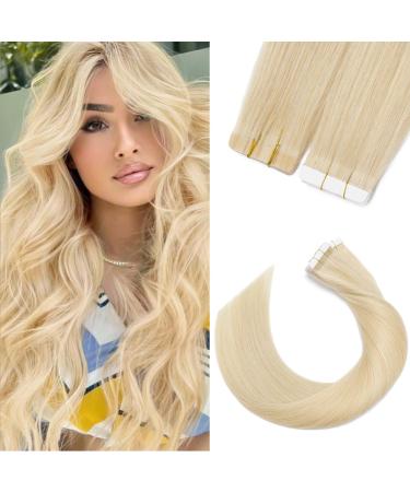 Silk-Co Tape in Extensions Real Hair 20stk Light version Tape Extensions Real Hair Remy Hair Extensions Tape In Hair Extension Adhesive Skin Weft 30g 613# Bleichblond 45cm