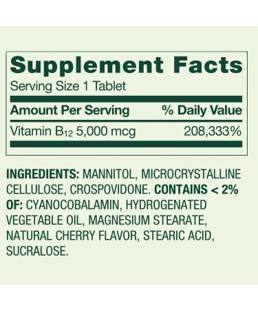 Extra Strength Vitamin B12 Fast-Dissolve Tablets 5 000 mcg - Cherry Flavor 300 Count - Daily B12 Supplement (Pack of 1) - Buy Online on GoSupps.com