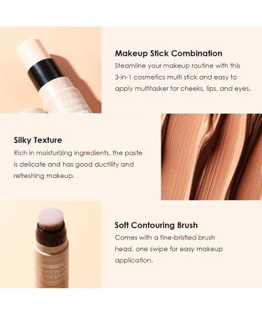 3Pcs Cream Blush & Highlighter Sticks for Cheeks & Lips - Highlighting Bronzer Pen for All Skin - High Gloss White & Milk Tea Pink - 3 Count (Pack of 1) - Buy Online on GoSupps.com