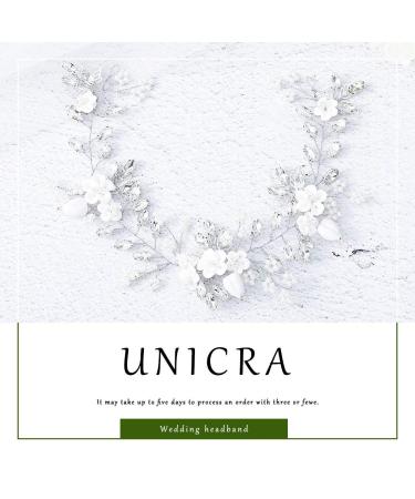 Unicra Bridal Hair Accessories - Silver Flower Headband & Crystal Bridal Headpiece for Women & Girls | International Shipping - Buy Online on GoSupps.com