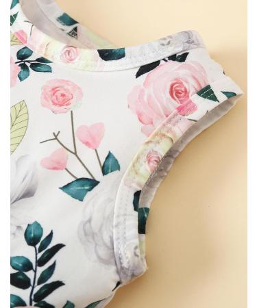 Puseky Toddler Baby Girls Floral Print Dress and Cardigan Set | Sleeveless Outfit for Baby Girl | 2Pcs Set | 2-3 Years | Pink - Buy Online on GoSupps.com
