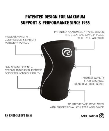 Rehband 3mm Neoprene Knee Sleeve - Lightweight Compression Brace for Sports - Unisex Running Support - Black - Size Large - 1 Pair - Buy Online on GoSupps.com