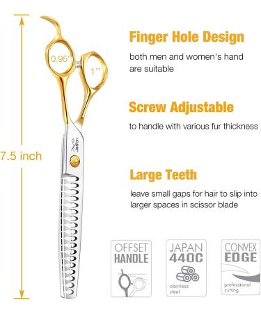 JASON 7.5 Curved Dog Grooming Scissors - Sharp & Comfortable Shear for Cats and Pets - Right-Handed Groomers Trimming Kit - Light-Weight C-7.5 Chunker - Buy Online on GoSupps.com