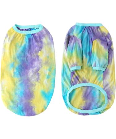 PriPre Tie Dye Dog Clothes - Breathable Cotton Shirt for Large Dogs - Tiedye Blue 3XL - Buy Online on GoSupps.com