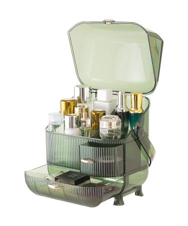 CANITORON Makeup Organizer, Large Capacity Dust and WaterProof Cosmetic Organizer, skincare organizers, Makeup Brush Storage Case,Cosmetic Display Case for Dresser Counter Bathroom-Clear Green New clear Green