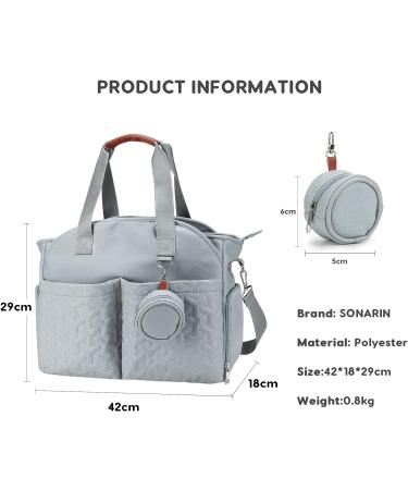 SONARIN Stylish Large Capacity Baby Changing Tote Bag - Waterproof Satchel Messenger Diaper Bag in Light Blue - Buy Online on GoSupps.com