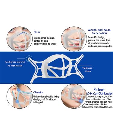 3D Silicone Face Mask Bracket with Earloops - Turtle Shape Breathable Spacer for More Breathing Room, Lipstick Protector (White 5PCS) - Buy Online on GoSupps.com