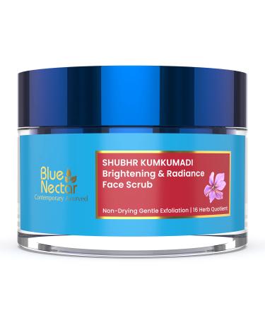Blue Nectar Kumkumadi Oil Face Exfoliator | Moisturizing Ayurvedic Face Scrub for Tan Removal with Almond Oil for Dry Skin  Blackheads and Acne (16 herbs  1.7 Oz)