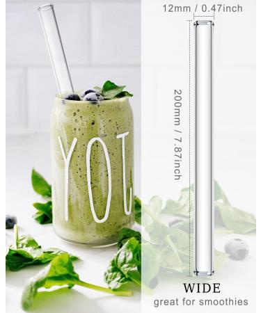 NAFENDER Boba Straw Glass Smoothie Straw Reusable Drinking Straw Clear 2 Extra Wide Boba Straws and 2 Wide Smoothie Straws with Brush - Buy Online on GoSupps.com
